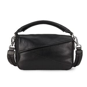 Walter Baker W9134 Black Woven Handle Jagger Leather Crossbody Bag